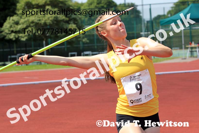 Girls Under-15s Javelin, 2022 Northern Inter Counties U17s and U15s Track and Field, York, Thursday, June 2nd. Photo: David T. Hewitson/Sports for All Pics